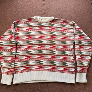 Vintage Mackinaw Woolens Mens L Cotton Southwestern Geometric Sweater USA Made